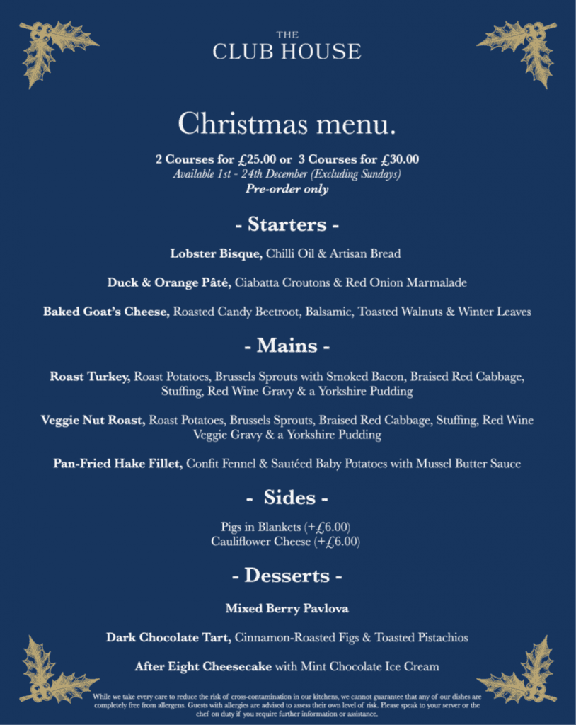 Xmas Menu