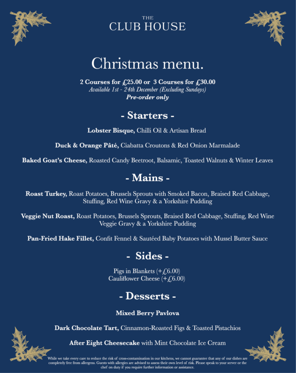 Xmas Menu