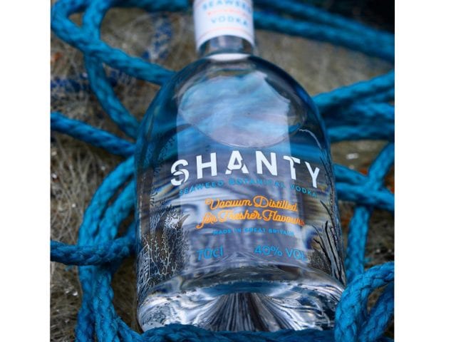 bottle of shanty spirit on blue rope