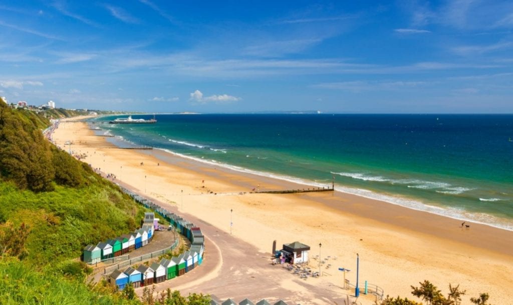 aerial view of bournemouth beach